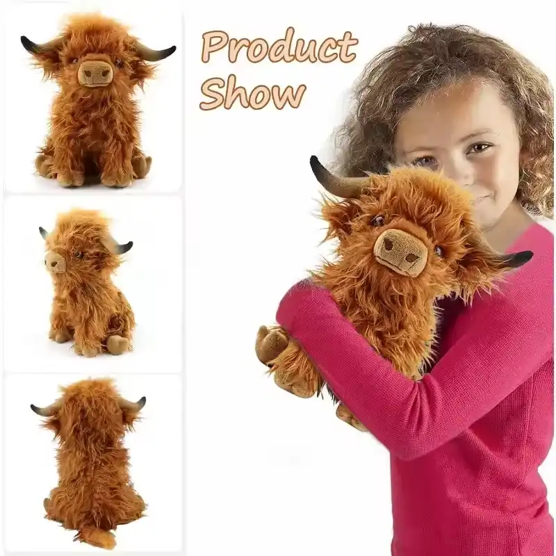 Simulation Highland Cow Plush Animal Doll Soft Stuffed Highland Cow Plush Toy Kawaii Kids Baby Gifts Toy